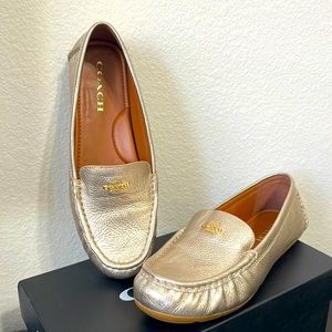 Coach Gold/Champagne Marley Leather Loafers size 8